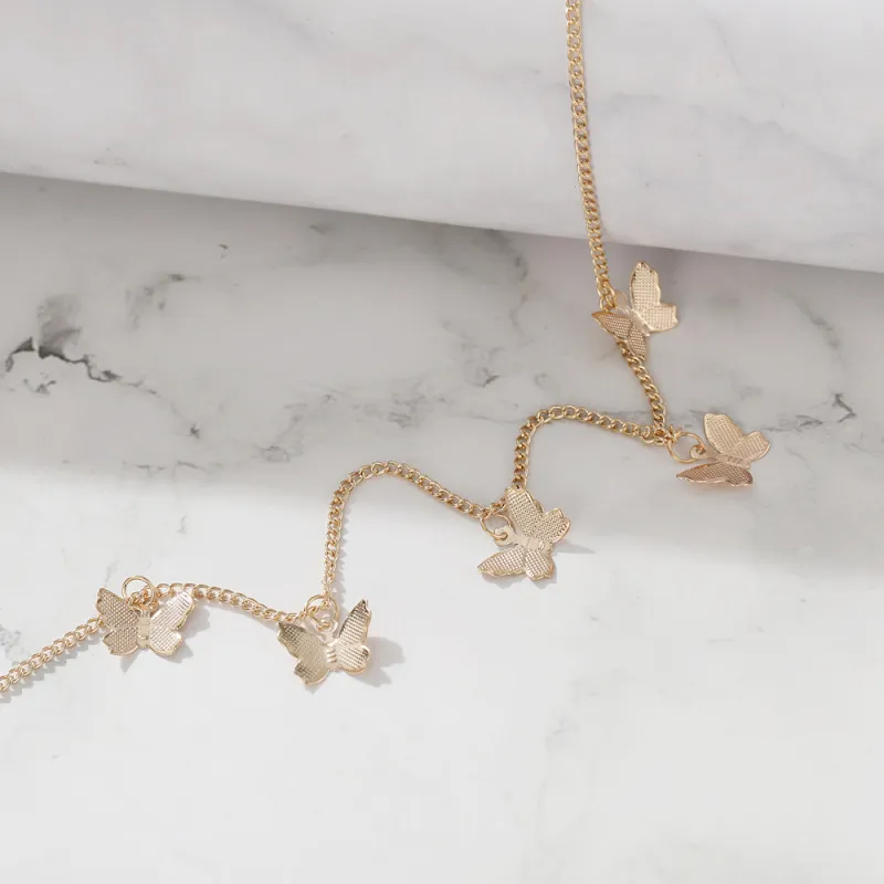 Collar Dorado con Dijes de Mariposas Geométricas para Mujer - ETERNITY